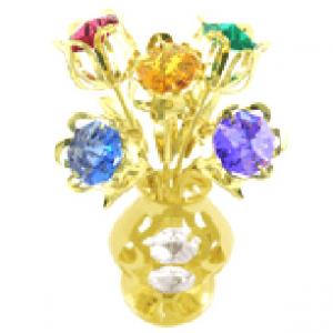 Пет лалета злато с различен цвят кристали