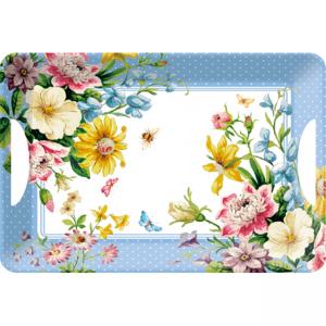 Правоъгълен поднос от меламин с флорален мотив