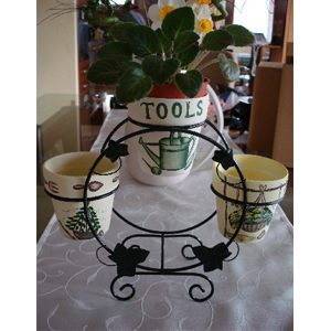 Цветарник овален с 3 кашпи