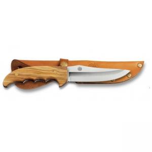 Ловджийски нож Muela с острие 12см, чирени от маслиново дърво в кожена кания