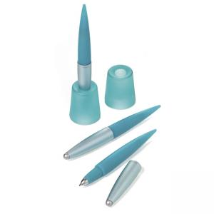 Химикалка с тъч скрийн накрйник и поставка - синя