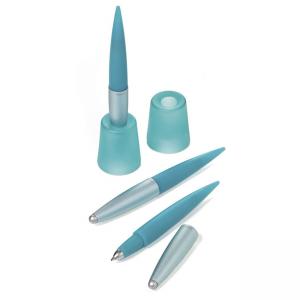 Химикалка с тъч скрийн накрйник и поставка - синя