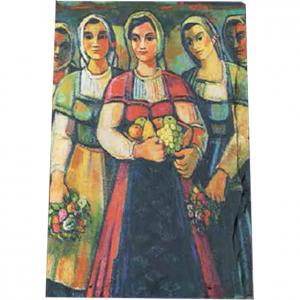 Картина върху врачански камък - 13x18 см - картина Отрудени жени