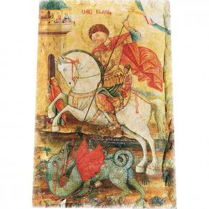 Картина върху врачански камък - 13x18 см - икона Свети Георги
