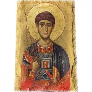 Картина върху врачански камък - 13x18 см - икона Свети Димитър