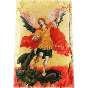 Картина върху врачански камък - 13x18 см - икона Архангел Михаил