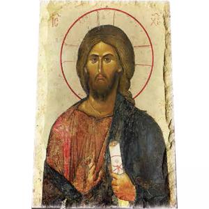 Картина върху врачански камък - 13x18 см - икона Исус