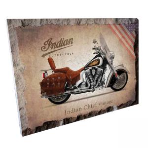Картина върху врачански камък - 13x18 см - фирмен плакет по поръчка - мотор Indian Chief Vintage