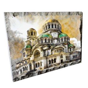 Картина върху врачански камък - 13x18 см - катедрала Свети Александър Невски