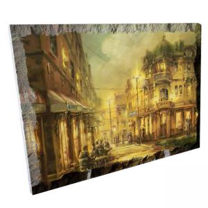 Картина върху врачански камък - 13x18 см - картина Град