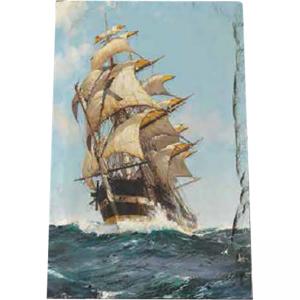 Картина върху врачански камък - 13x18 см - Кораб с платна