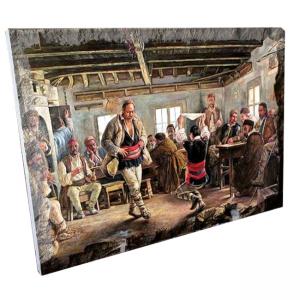 Картина върху врачански камък - 13x18 см - Народни танци