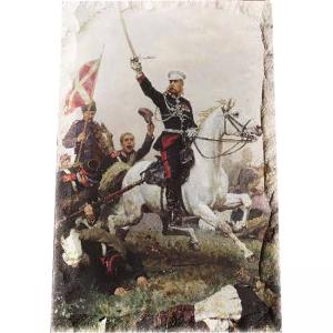 Картина върху врачански камък - 13x18 cm - ген. Скобелев - Руско-турска война