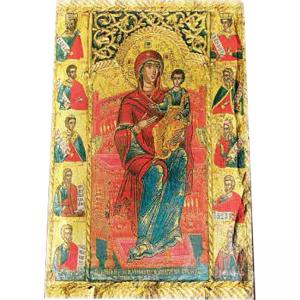 Картина върху врачански камък - 20x30 cm - икона Дева Мария и Младенеца