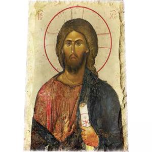 Картина върху врачански камък - 20x30 см - икона Исус