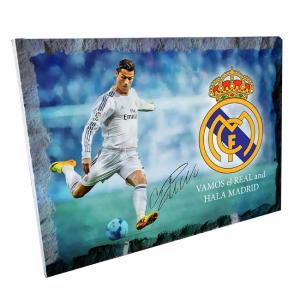 Картина върху врачански камък - 20x30 см - футболен плакет Реал Мадрид