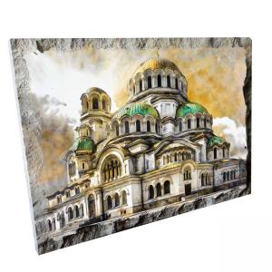 Картина върху врачански камък - 20x30 см - катедрала Свети Александър Невски