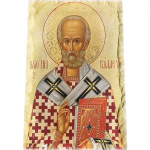 Картина върху врачански камък - 30x45 см - икона Николай Чудотворец