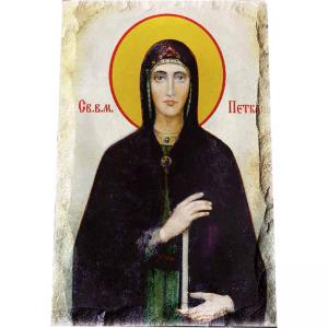 Картина върху врачански камък - 30x45 см - икона Света Петка