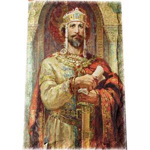 Картина върху врачански камък - 30x45 см - Св. княз Борис I Михаил