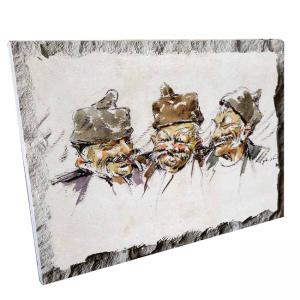 Картина върху врачански камък - 30x45 см - Чудомир - Нашенци