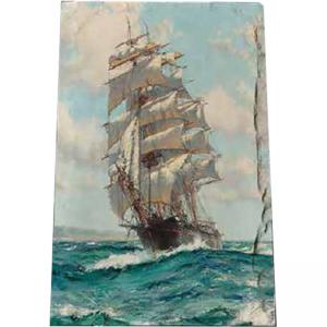 Картина върху врачански камък - 30x45 см - Кораб с платна 2