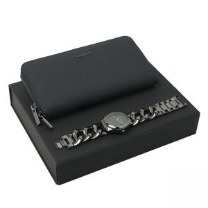 Луксозен комплект дамски портфейл и часовник