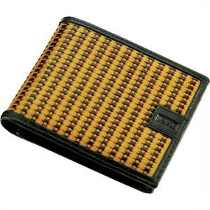 Мъжки кожен портфейл в жълто-черно