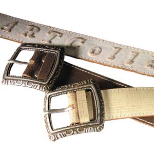 Колан от кожа в два цвят - бяло и кафяво