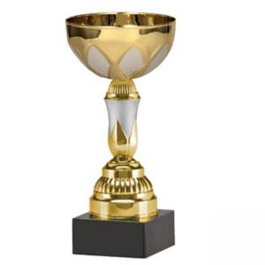 Детска спортна купа, златно покритие с бели мотиви - височина 17 см