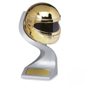 Луксозна спортна купа - Каска със златно покритие - височина 21 см