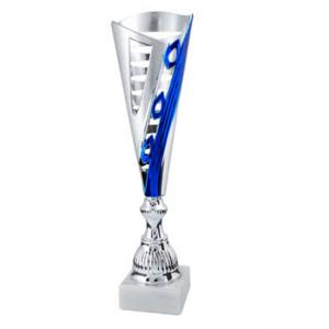 Стандартна спортна купа, сребърна със сини елементи - височина 36.5 см