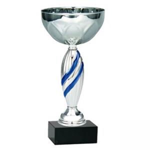 Стандартна спортна купа, сребърно покритие със син мотив - височина 21 см