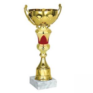 Стандартна спортна купа, златно покритие с червен елемент - височина 27.5 см