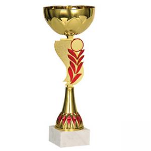 Стандартна спортна купа, златно покритие с червен елемент - височина 21.5 см