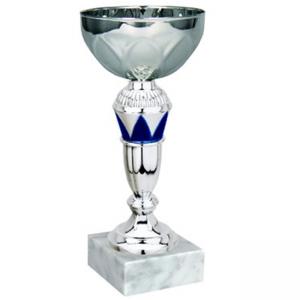 Стандартна спортна купа,сребърно покритие със син елемент - височина 30.5 см