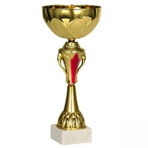 Стандартна спортна купа, златно покритие с червен елемент - височина на купата 22 см