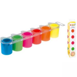 Темпера неон, 6 цвята 25 мл, в бурканчета