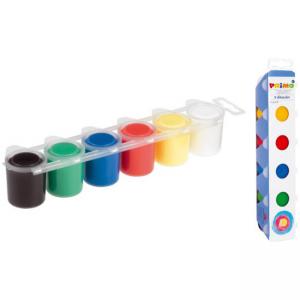 Бои за рисуване с пръсти, 6 цвята 25 мл, в бурканчета Бои за рисуване с пръсти, 6 цвята 25 мл, в бурканчета