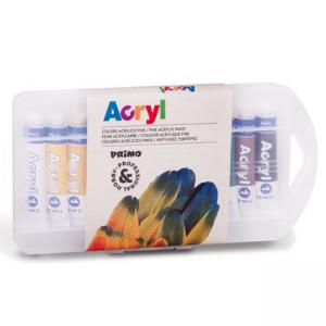 Акрилни бои 12 цвята 7.5 мл, в алуминиева тубичка, PPL кутия