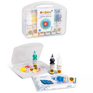 Комплект за рисуване на стъкло, 6 цвята 80 мл и шаблони, в куфарче