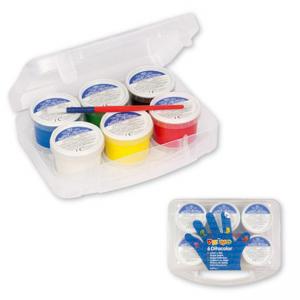 Бои за рисуване с пръсти, 6 цвята 100 г, в куфарче