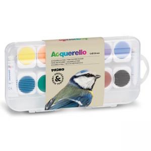 Акварел 12 цвята вадещи се, Ø 30 мм с четка и 2 бр. бяла тубичка, PPL кутия Акварел 12 цвята вадещи се, Ø 30 мм с четка и 2 бр. бяла тубичка, PPL кутия