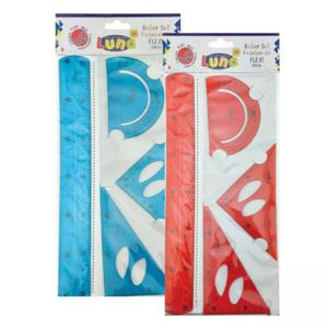 Комплект за чертане Flexi, линия 30 см, 2 триъгълника, транспортир