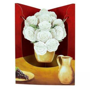 Поздравителна картичка Vase of Roses, Swing Card