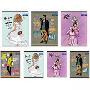 Тетрадка, формат A5 мат/UV Fashion, 60+2 листа с редове, 70 г/м2