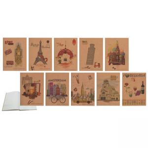 Тетрадка 20/28 твърда корица Kraft Cities, 144 листа олекотена, слонова кост ред