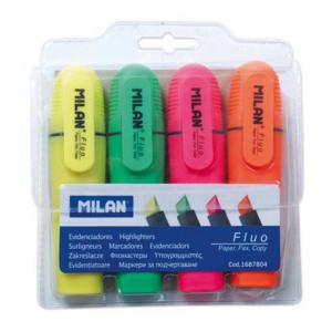 Текстмаркери FLUO, 4 цвята в блистер
