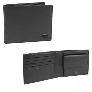 Хоризонтален портфейл MANO Certo, RFID, естествена кожа, черен