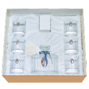 Бутилка и 6 чаши за уиски кристал и сребро /925/